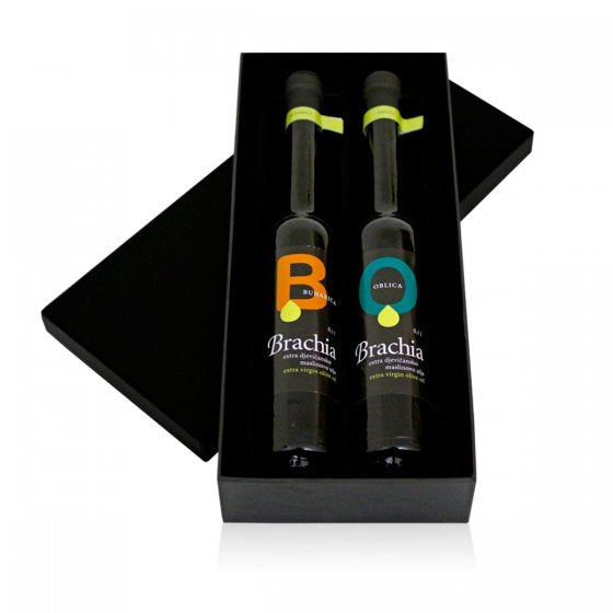 2 sortenreine Olivenöle Brachia Buharica 0,1 L und 1 x Brachia Oblica